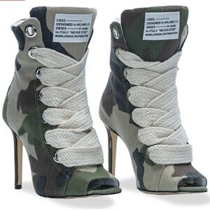 CRISTIANZEROTRE RUSH BOLD - Camouflage Peep-toe Heeled Bootie